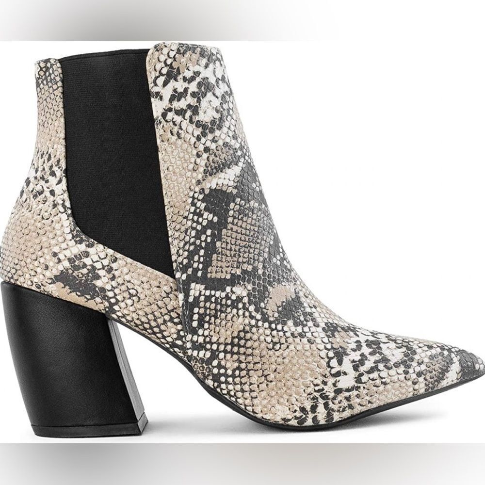 Qupid Snake Print Pointed Toe Ankle Boots - image 6
